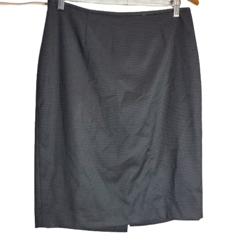 Calvin Klein Black White Polk Dot Fully Lined Business Career Pencil Skirt Sz 8
